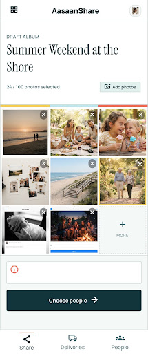 Creating a private album in the AasaanShare phone app